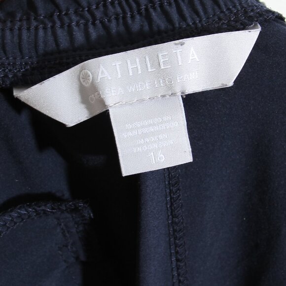 Athleta Chelsea Utility Wide Leg Pant High Rise Navy Blue Contrast Stitch Sz 16 - Picture 14 of 16
